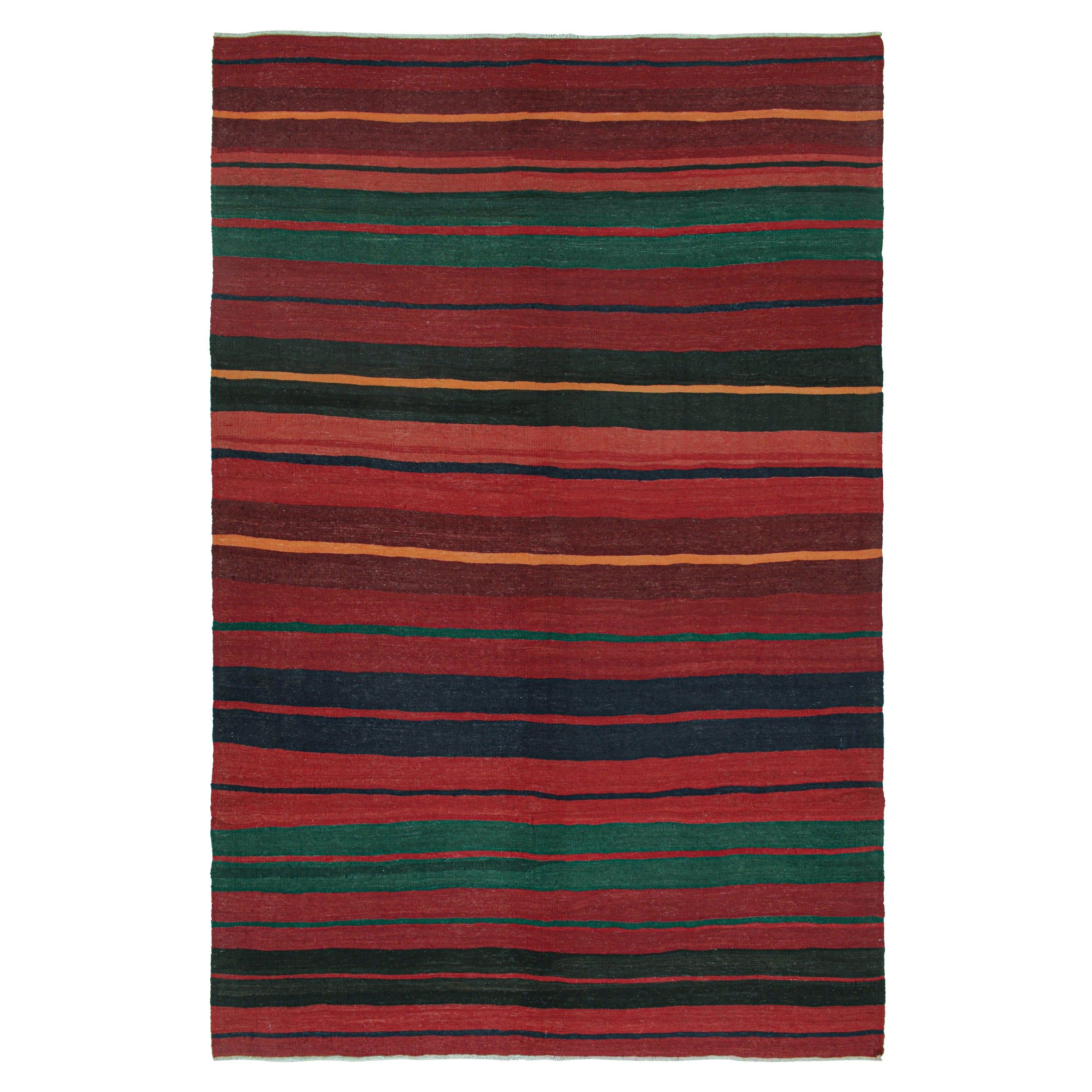 Vintage Karadagh Persian Kilim in Red with Multicolor Stripes by Rug & Kilim For Sale