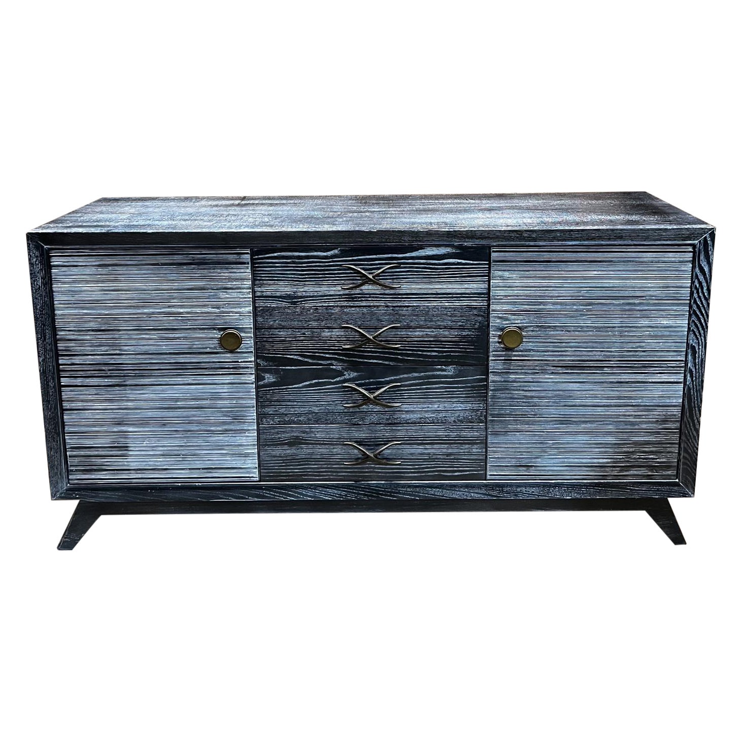 1950s Paul Frankl Armario Buffet Roble Negro Cerused Brown Saltman