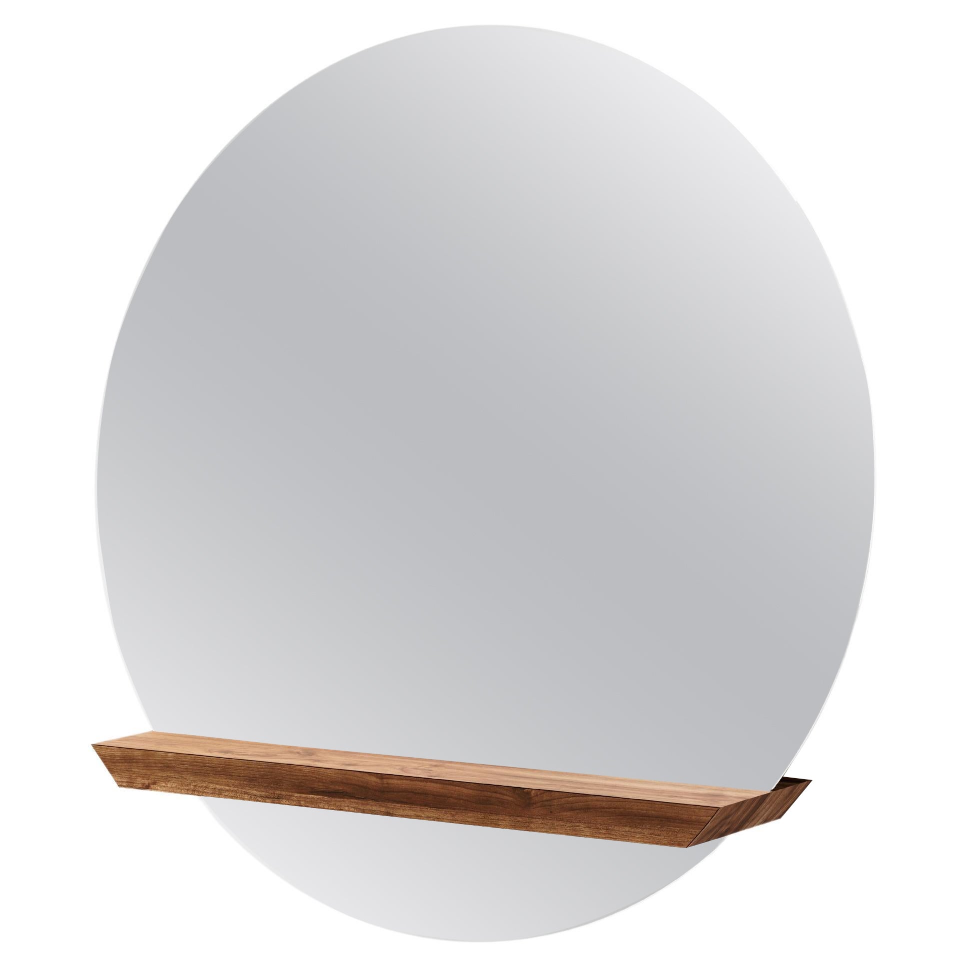 Oak Round Guillotine Mirror by Jeffrey Huyghe For Sale