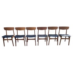 Exclusive Version of 6 Midcentury Danish Teak Dining Chairs from the 1960s