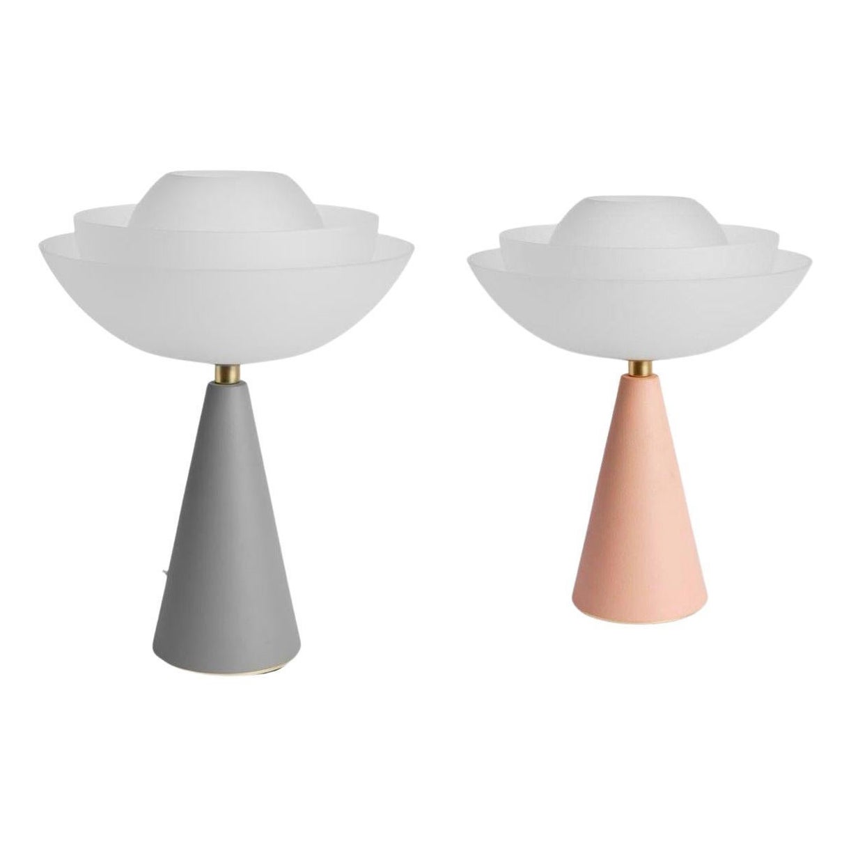 Paire de lampes de bureau lotus mats par Mason Editions en vente