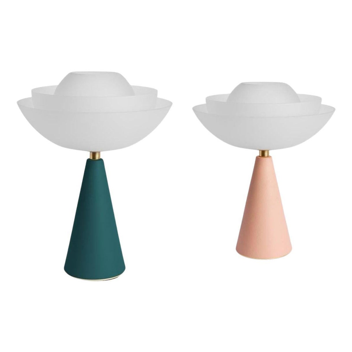 Lotus-Tischlampen von Mason Editions, Paar im Angebot