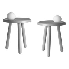Pair of Alby Light Grey Albi Small Table with Lamp by Mason Editions