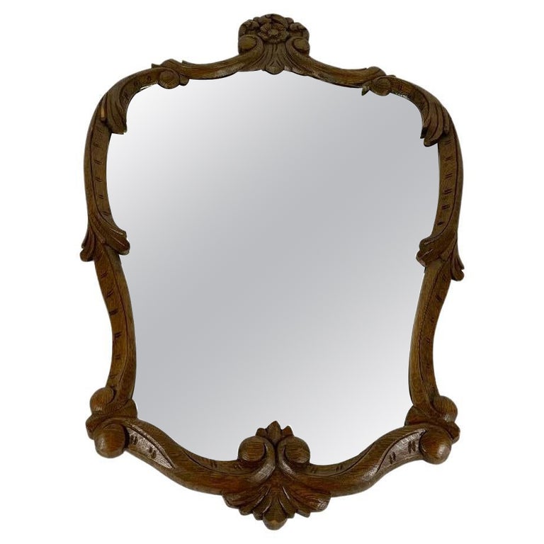 Elegant Wall Mirror in Hand Carved Solid Hardwood Frame Vintage