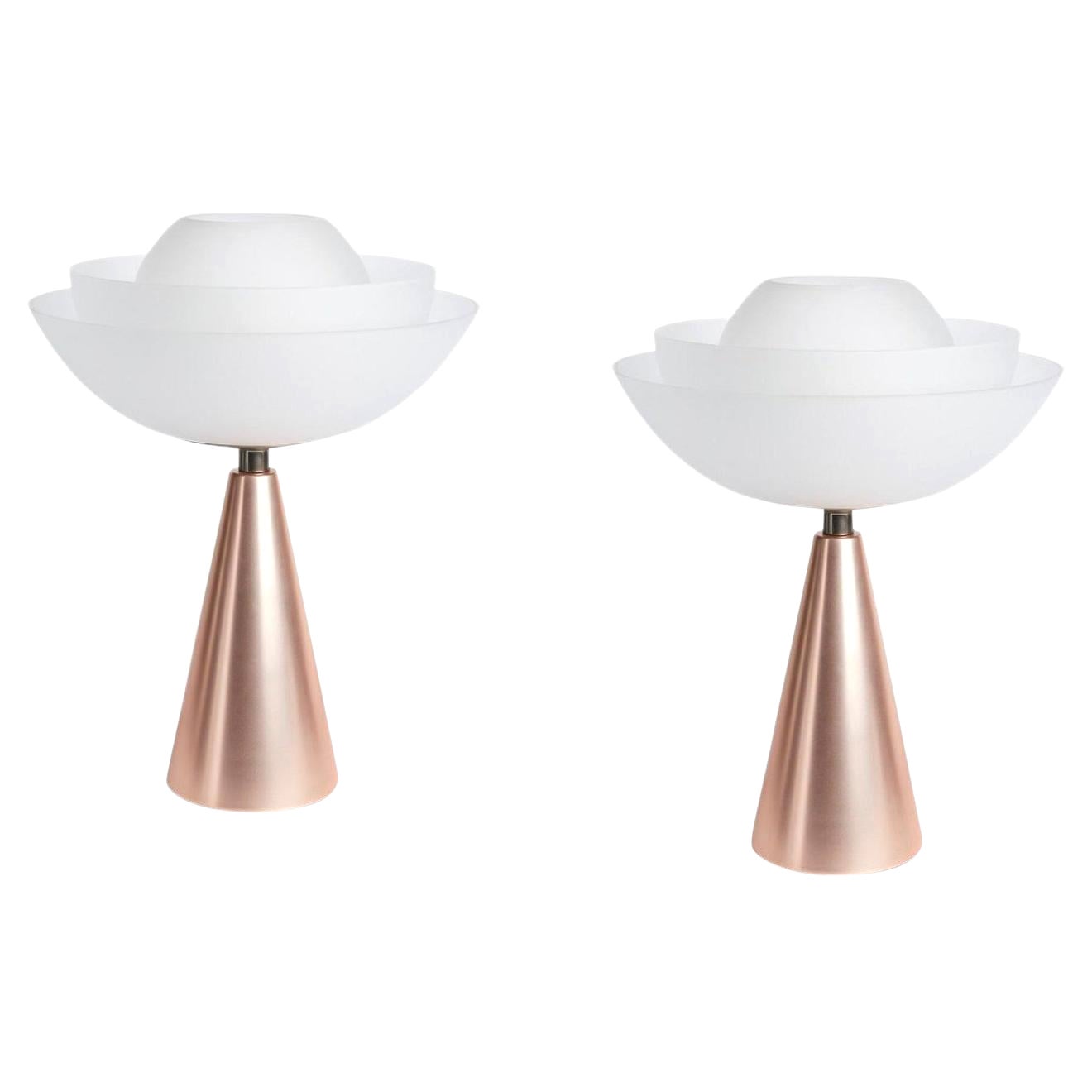 Lotus-Tischlampen von Mason Editions, Paar