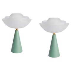 Pair of Matte Lotus Table Lamps by Mason Editions