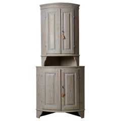 Antique Northern Swedish Gustavian Country Corner Cabinet