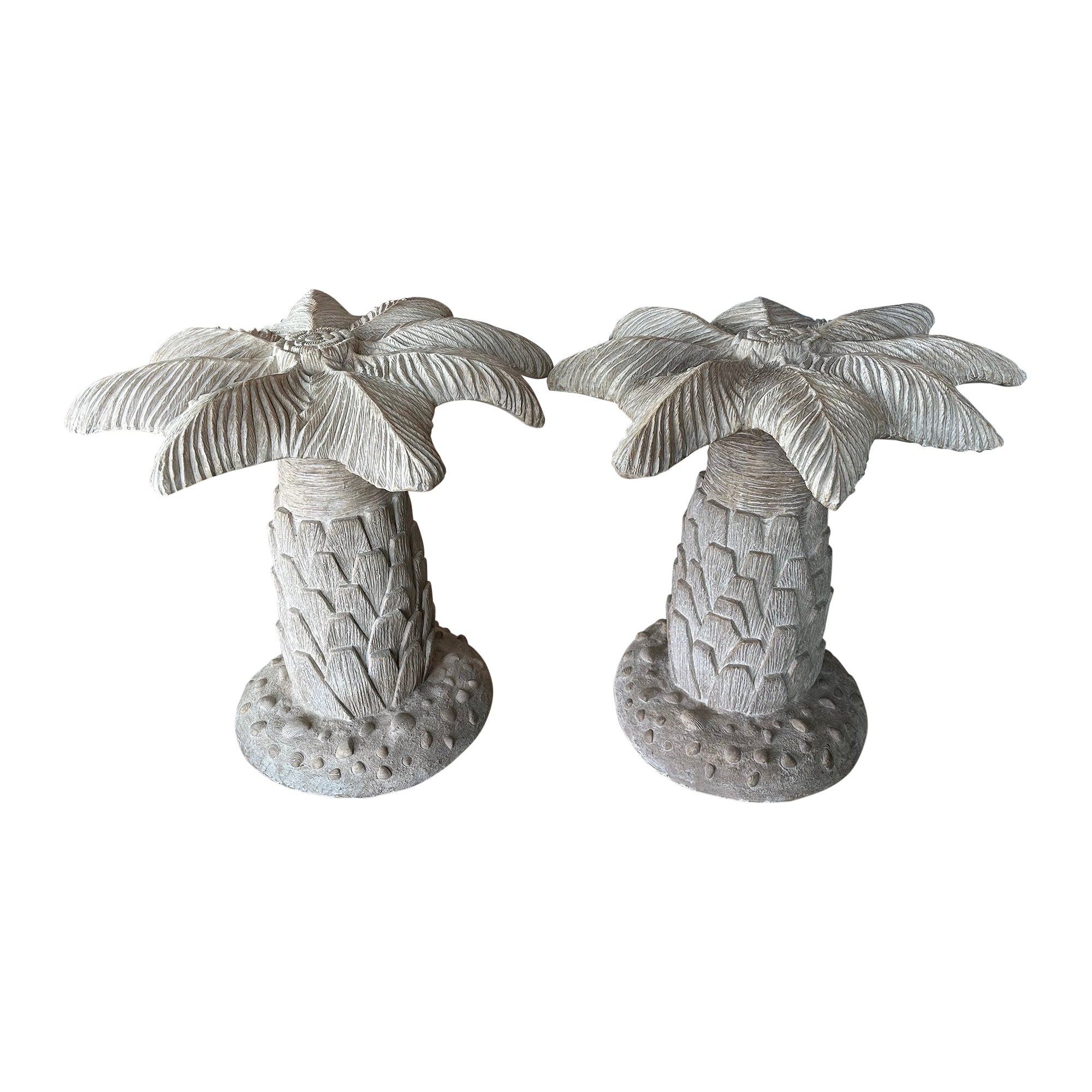 Vintage Plaster Palm Tree Leaf Table Dining Table Center Entry Base 2 Available