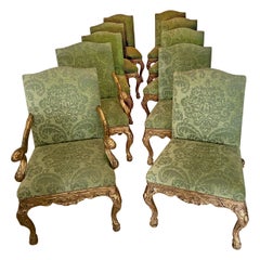 Set 10 French XV Giltwood Carved Dinning Chairs