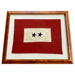 Antique Historic American Double Blue Star Flag, circa 1917