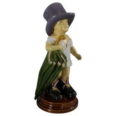 Brownfield Majolica Figure of a Child, Titled PAPA