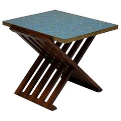 Dunbar X-Base Table with Murano Glass Tile Top