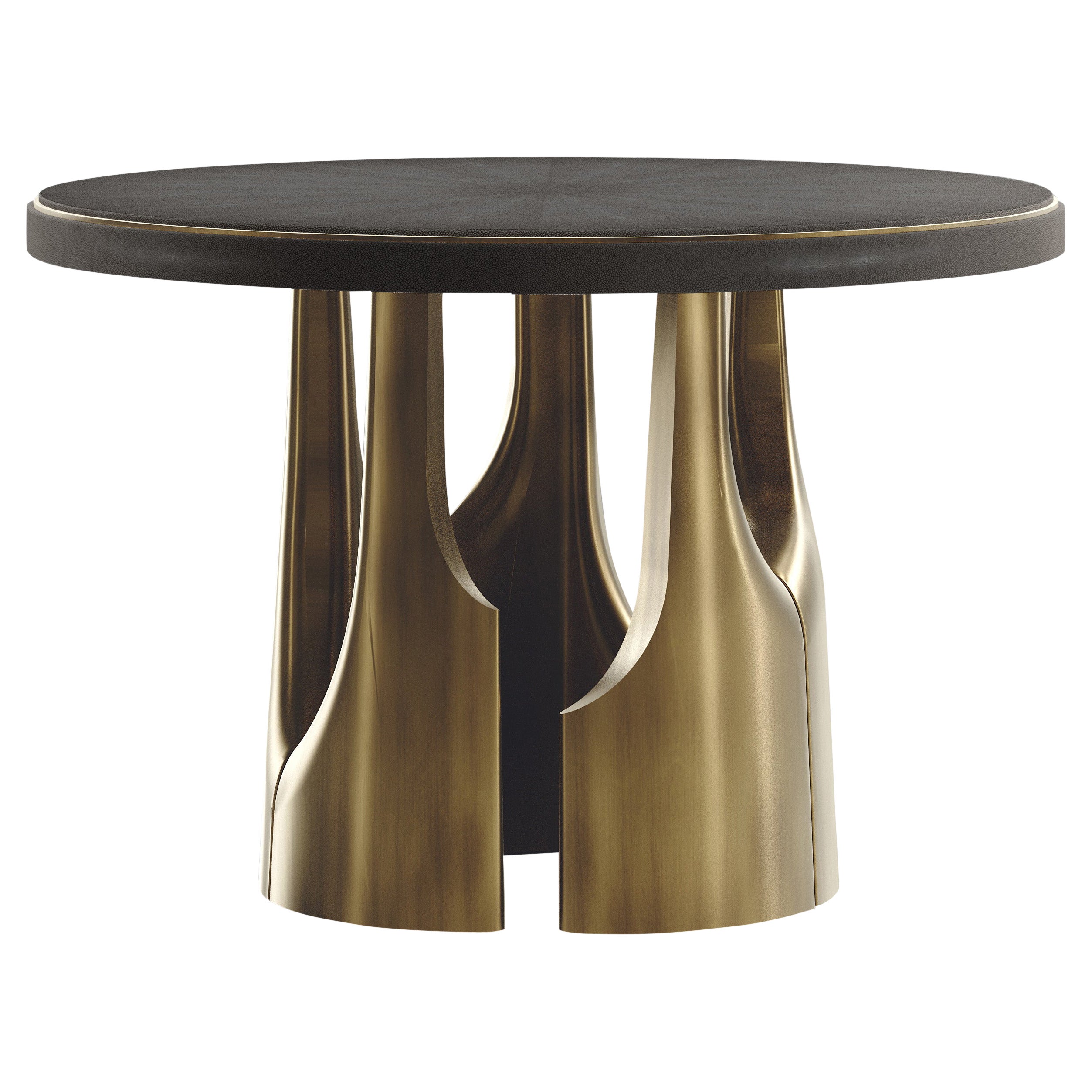 Shagreen Breakfast Table with Bronze-Patina Brass Accents by R&Y Augousti For Sale