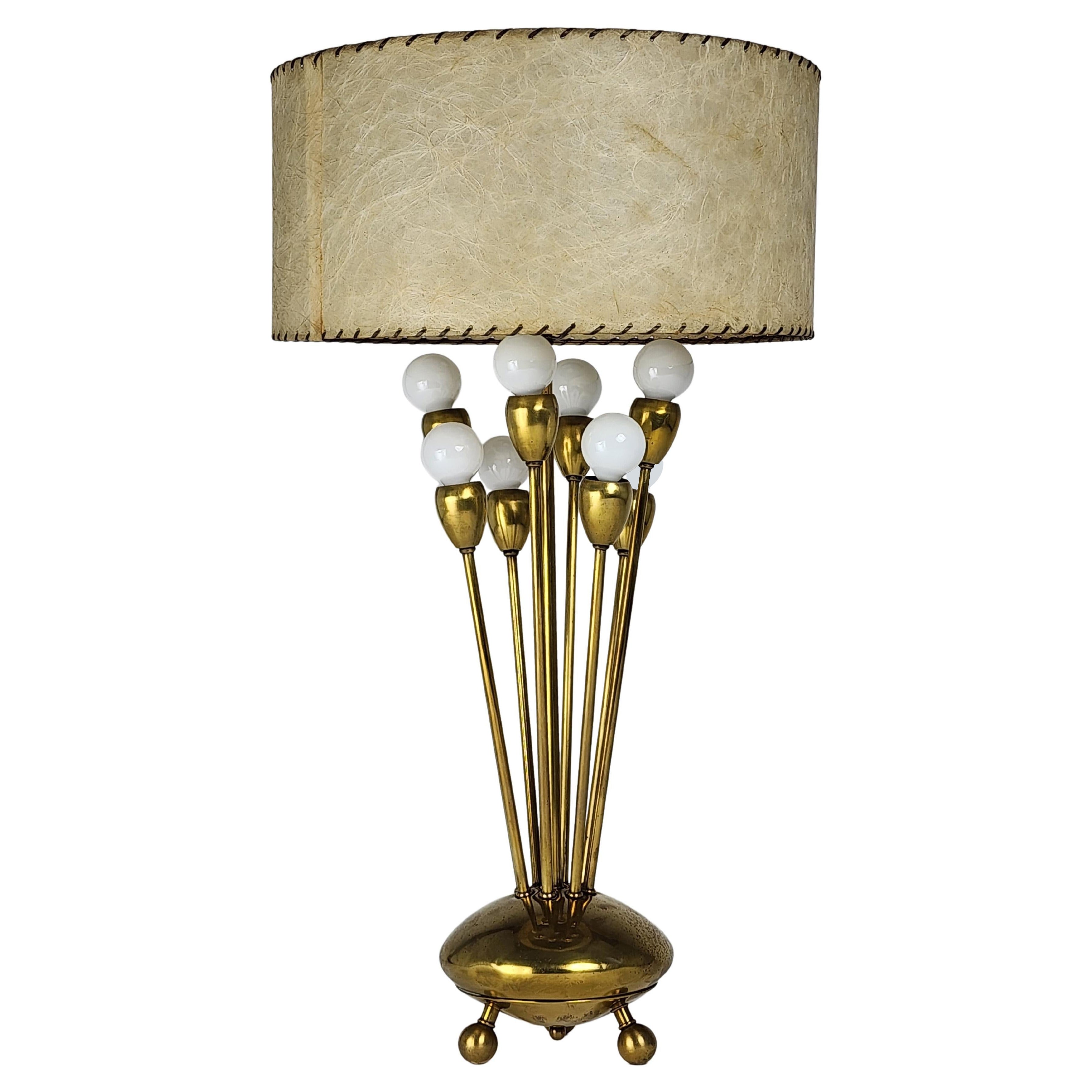 1950s All Brass Sputnik Table Lamp by Majestic Lamp Corp , USA