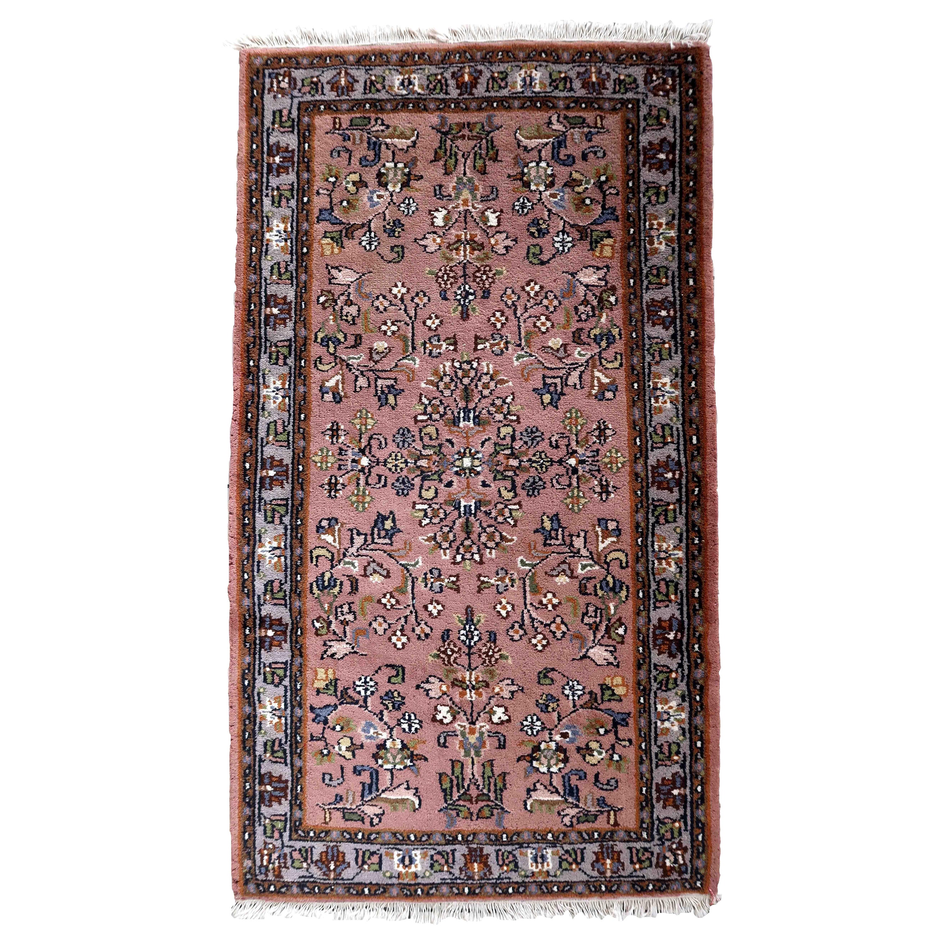 Handmade Vintage Indian Seraband Rug, 1970s, 1C1050 For Sale