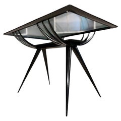 Table basse moderne du milieu du siècle en bois dur et verre, Giuseppe Scapinelli, Brésil