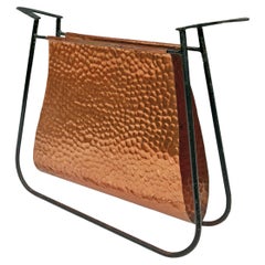 Brazilian Modern Magazine Rack in Copper & Iron by Carlo Hauner, 1950s, Brazil