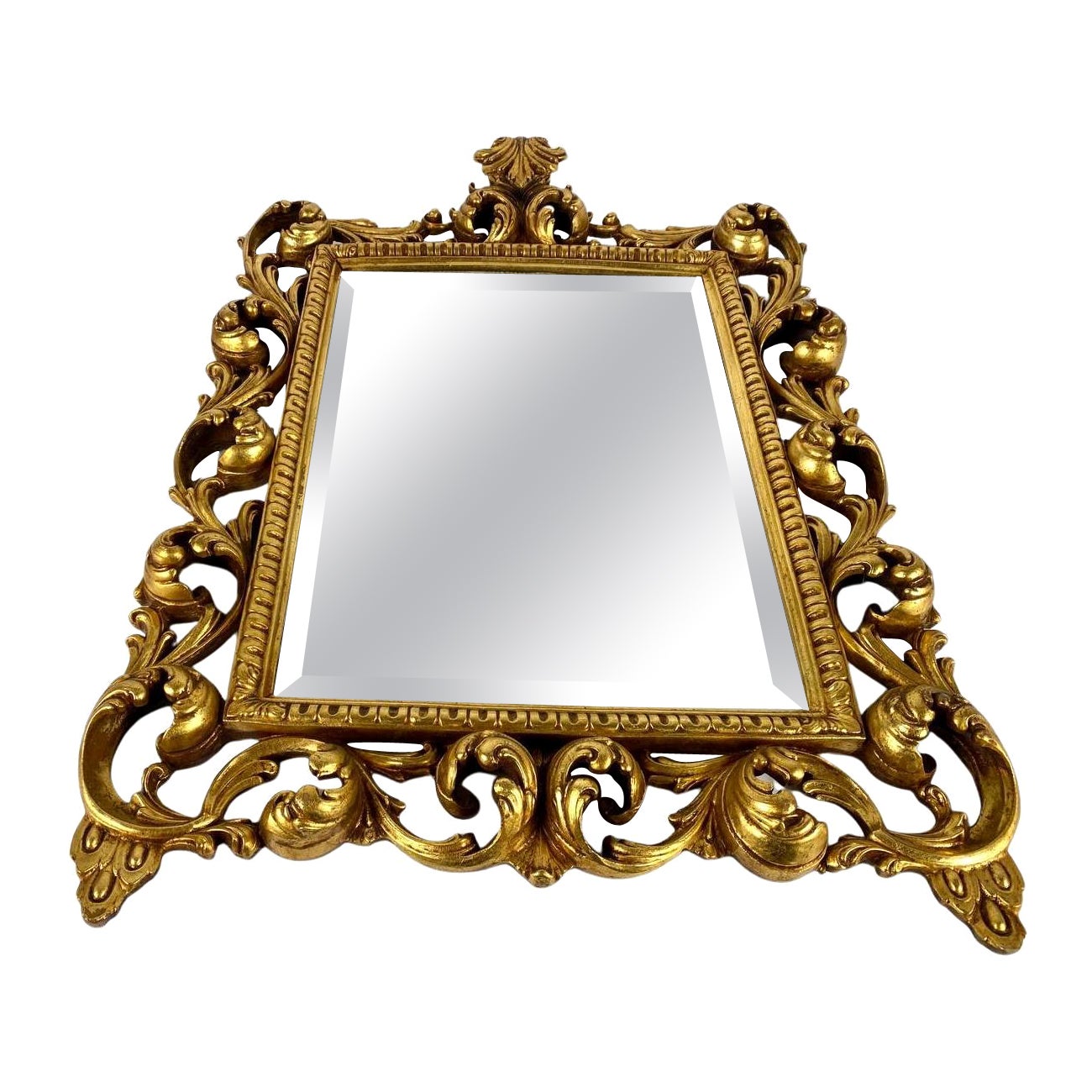 Vintage Louis XV Style Wall Mirror in Carved Wooden Frame Rectangular Mirror For Sale