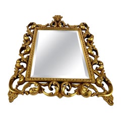 Retro Louis XV Style Wall Mirror in Carved Wooden Frame Rectangular Mirror