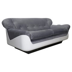 Brazilian Modern Sofa in Grey Velvet & Fiber by Jorge Zalszupin, 1973, Brazil