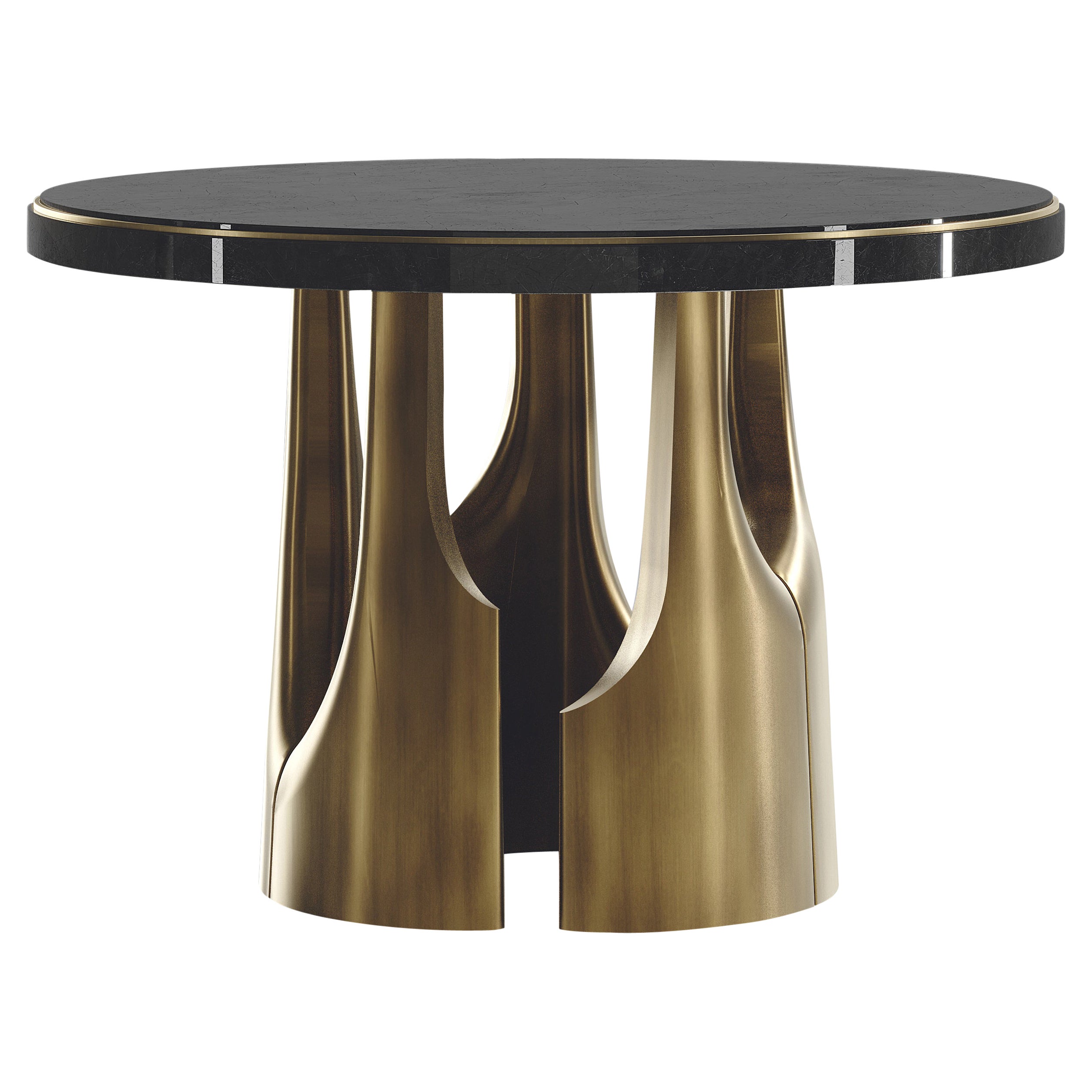 Shell Inlaid Breakfast Table with Bronze-Patina Brass Accents by R&Y Augousti For Sale