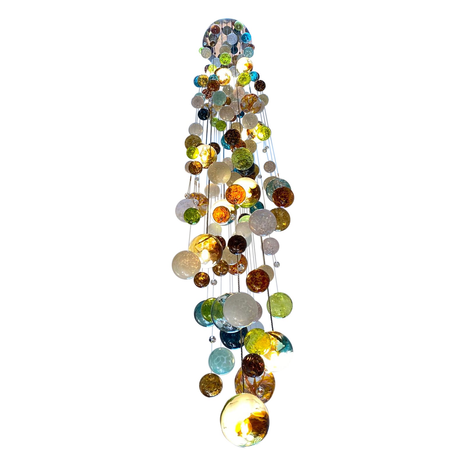 Cascade Chandelier by Roast Featuring over 150 Individually Blown Glass Spheres For Sale
