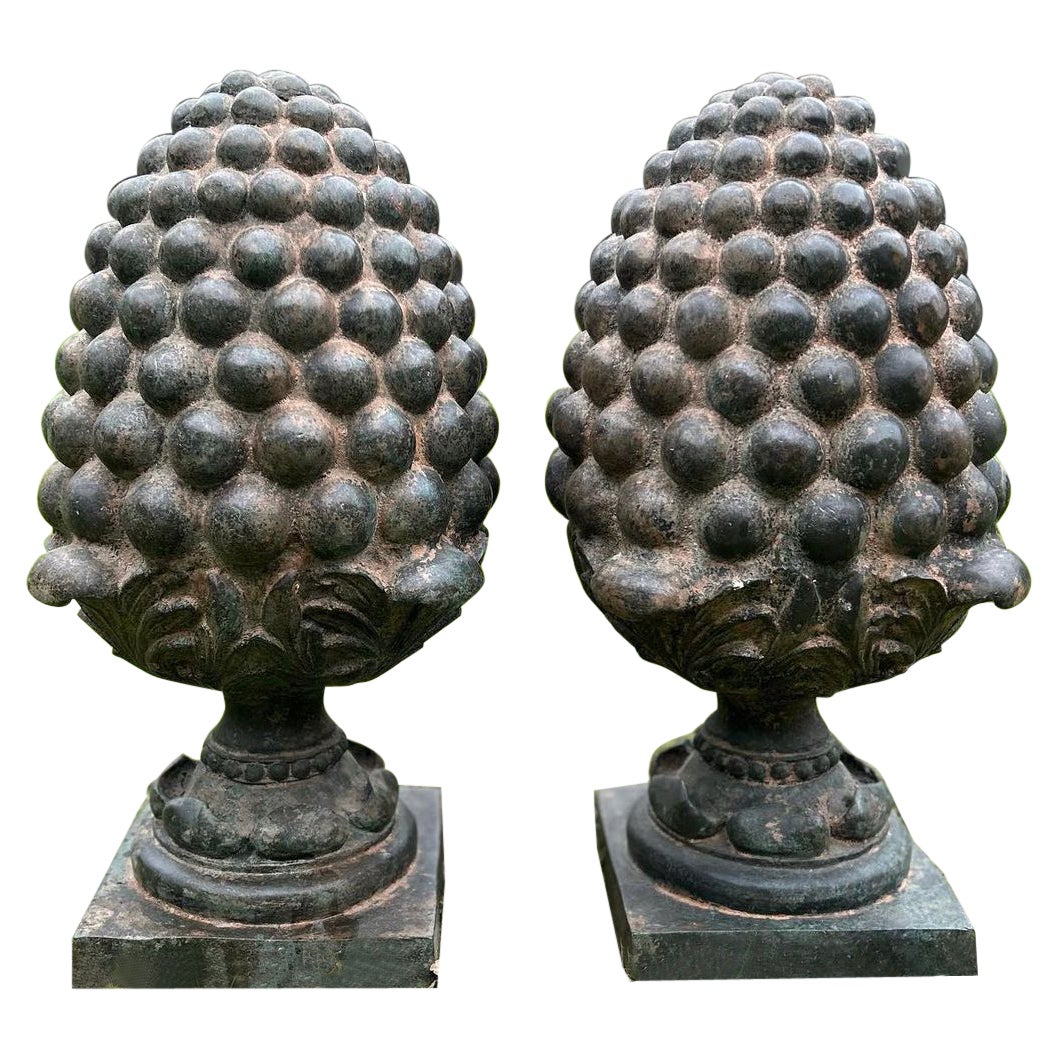 Pair of Large Bronze 20th Century Pineapples 