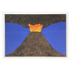 Italian Modern Press-Print Erupting Volcano by Enzo Mari, 1984