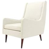 New White Linen Upholstery Mid-Century Modern Lounge Chair