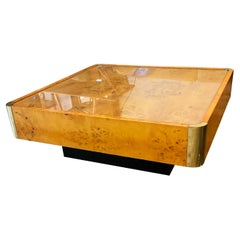 Vintage 1970s Burlwood Coffee Table Edited by Mario Sabot Italy in a Willy Rizzo Style