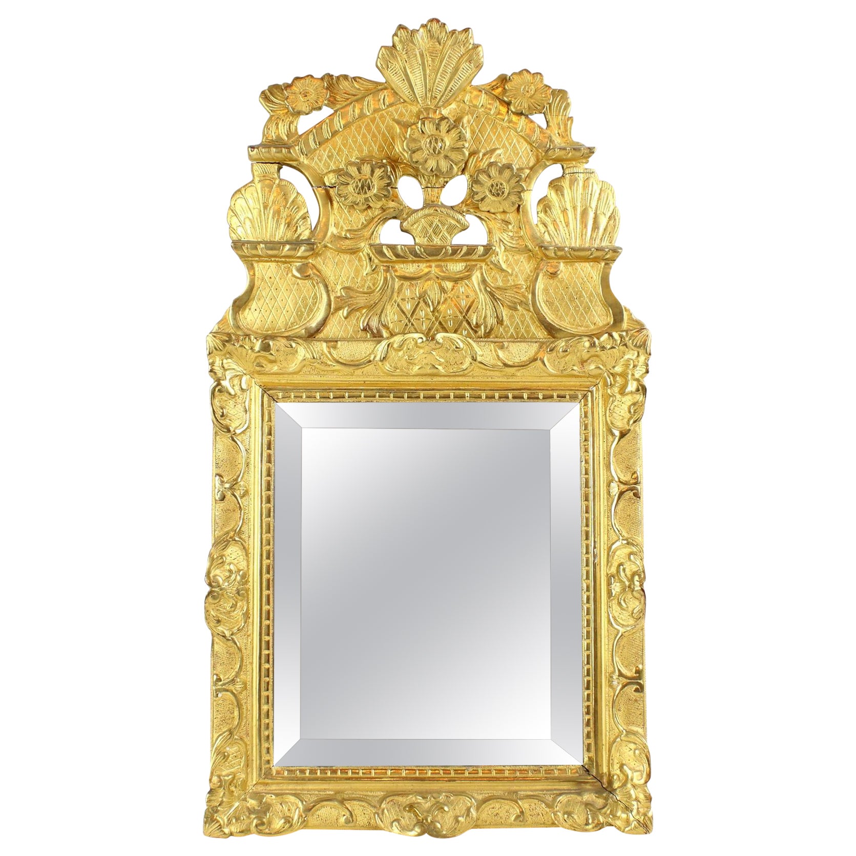 Early 18th Century French Regence Floral Giltwood Mirror