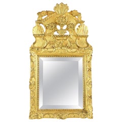 Antique Early 18th Century French Regence Floral Giltwood Mirror