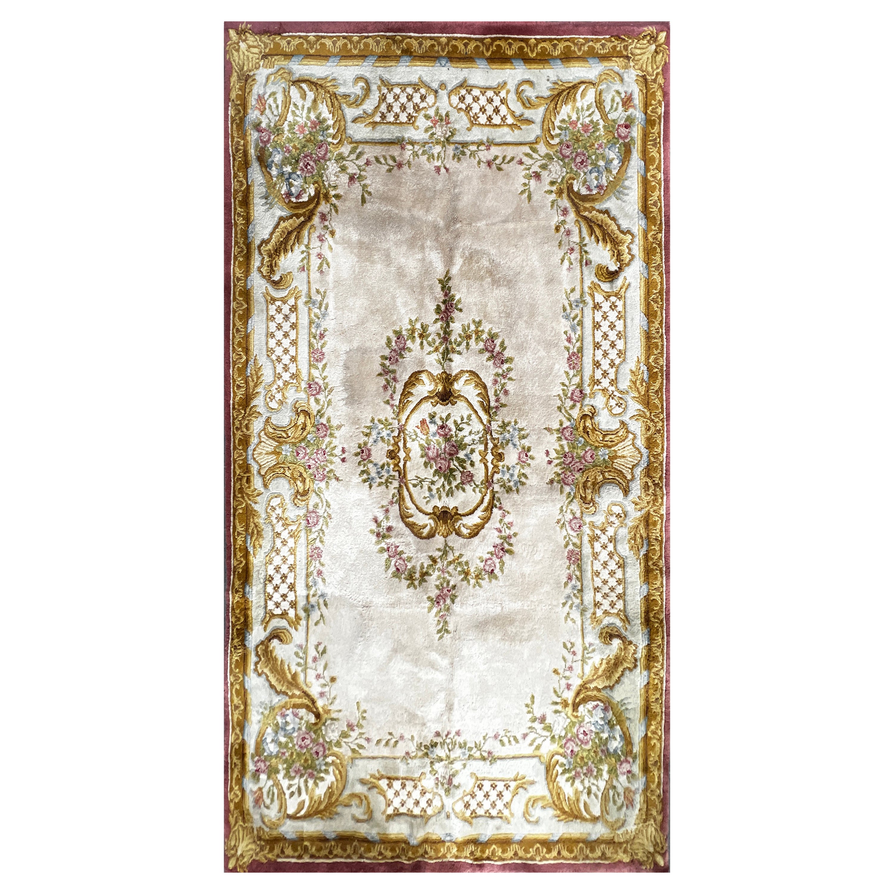 Tapis français ( Savonnerie ) vers 1950 en laine, N° 1231