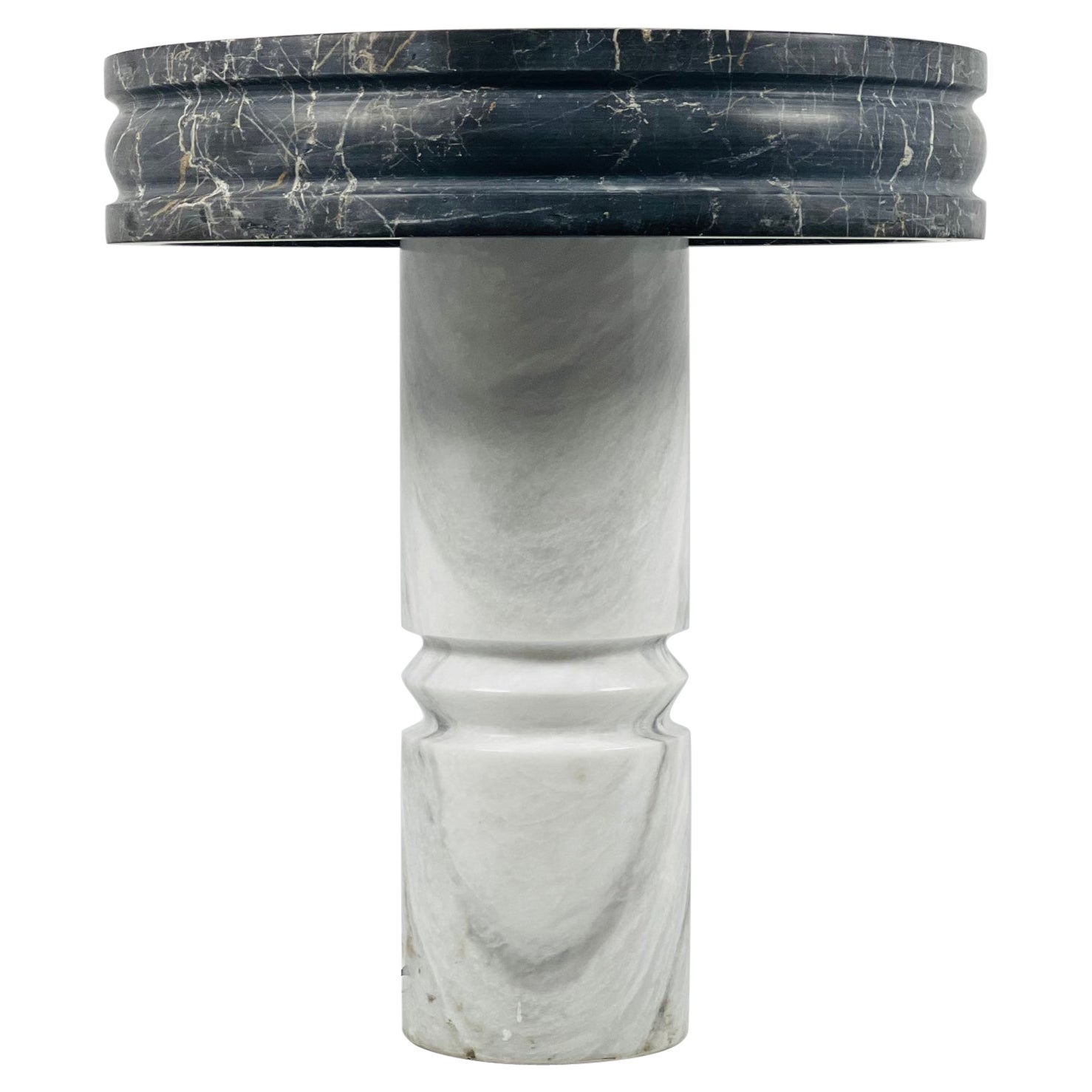 Black & White Marble Halo Table Lamp For Sale