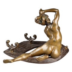 Georges Récipon, "The Fortune", Double Patina Bronze Signed Dated and Dedicated