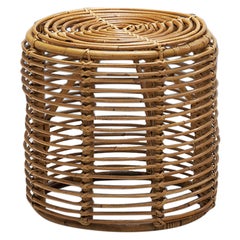 Woven Bamboo and Wicker Stool in the manner of Tito Agnoli, Italy, 1960s