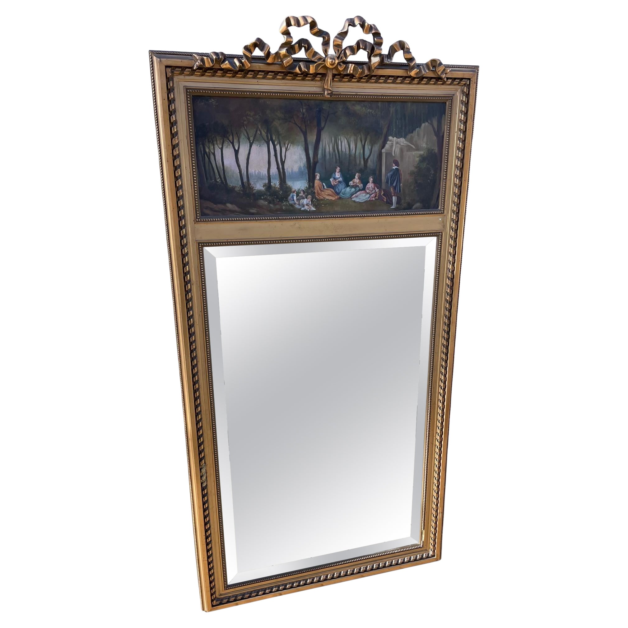 Early 20th Century French Louis XVI Style Trumeau Mirror, 1900 For Sale
