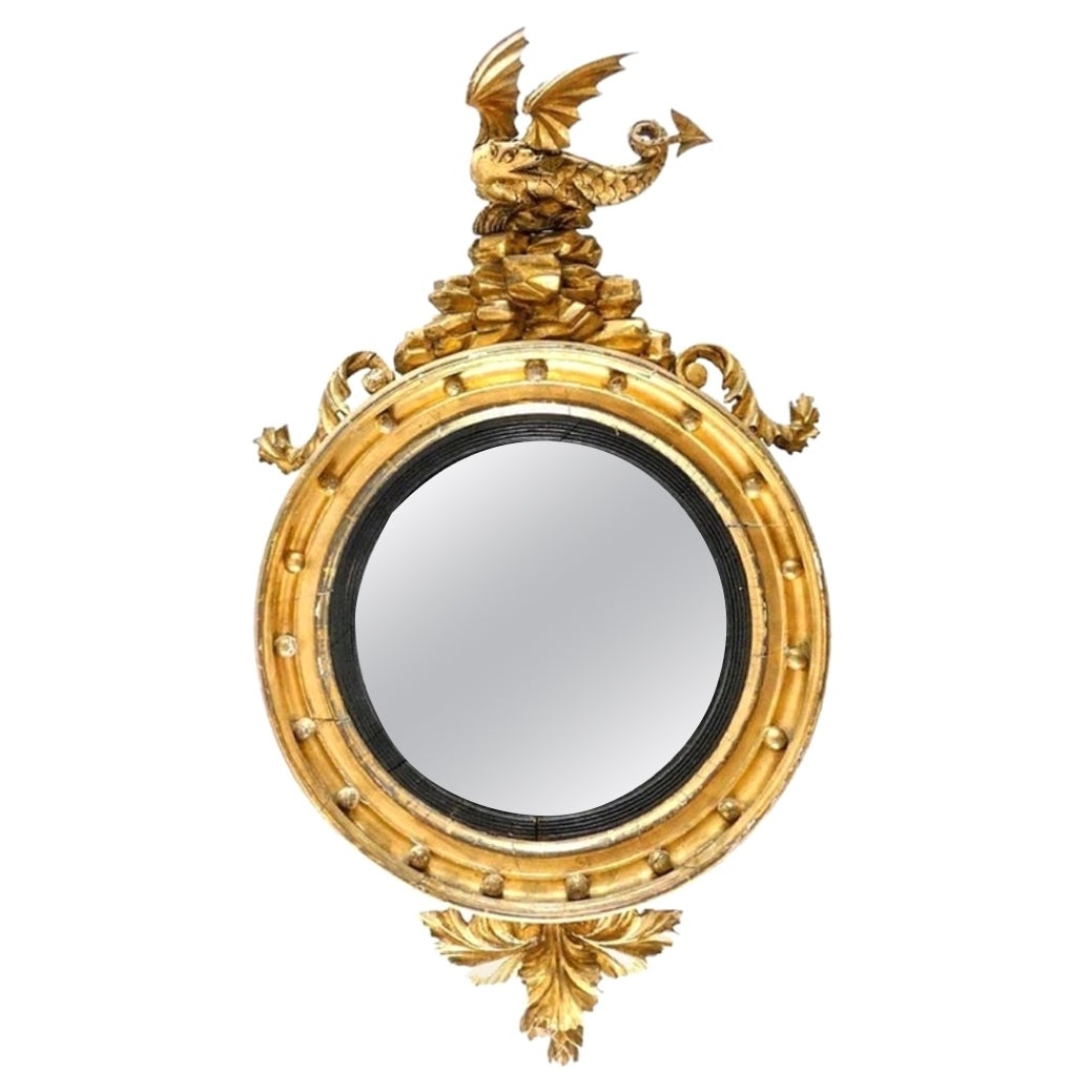 Giltwood Convex Mirror 19th Century For Sale