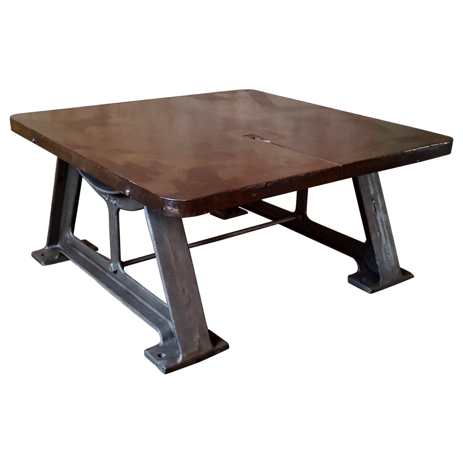 Vintage Industrial Steel Coffee Table For Sale