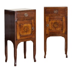 Pair Northern Italian Walnut & Inlaid Bedside Commodes, circa 1825