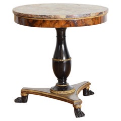 Antique Italian, Lucca, Empire Walnut, Giltwood, Ebonized Center Table, circa 1800