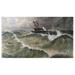 Original Marine Watercolor by Edwin Landseer Grundy, circa 1860