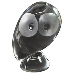 Figural Owl Sculpture by Donald Pollard for Steuben, Signed