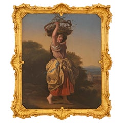 French 18th Century Oil on Copper Painting in Its Original Giltwood Frame