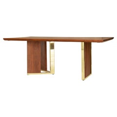 Pollan Table Made in Tzalam Wood and Brass Details by Tana Karei