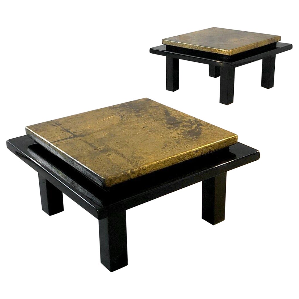 Set of 2 POSTMODERN Lacquered NIGHSTANDS or SIDE TABLES, ALDO TURA, France 1970 For Sale