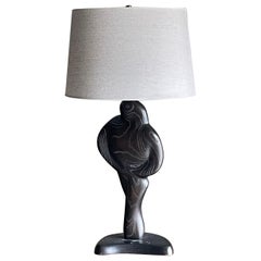 Black Cerused Sculptural Table Lamp Attributed to Yasha Heifetz
