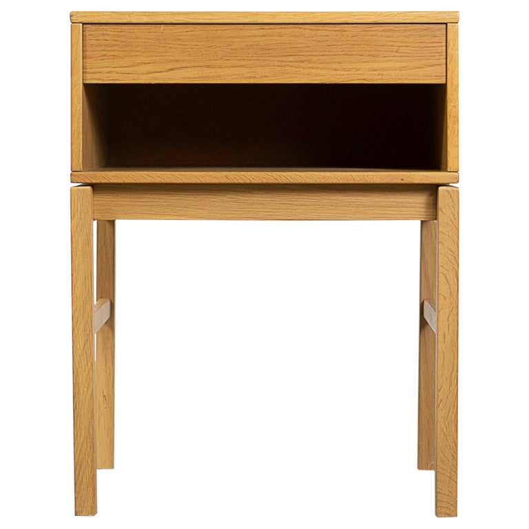 Danish Modern Oak Bedside Table For Sale at 1stDibs