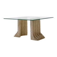 Used Travertine Dining Table Base by Designer Carlo Scarpa