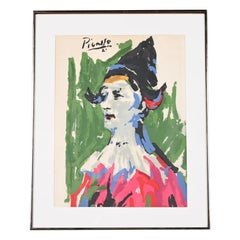 Pablo Picasso Vintage Framed Print of a Jester or Harlequin